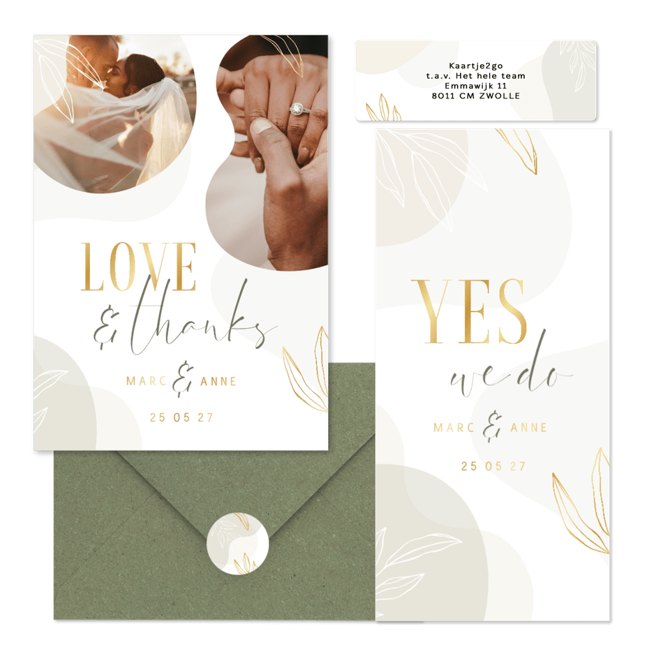 Hochzeitskartenset Boho Formen und Zweige