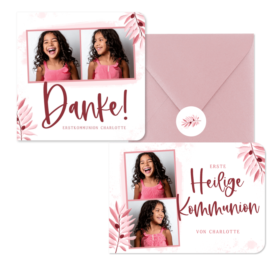Kommunion Olivenzweige rosa T