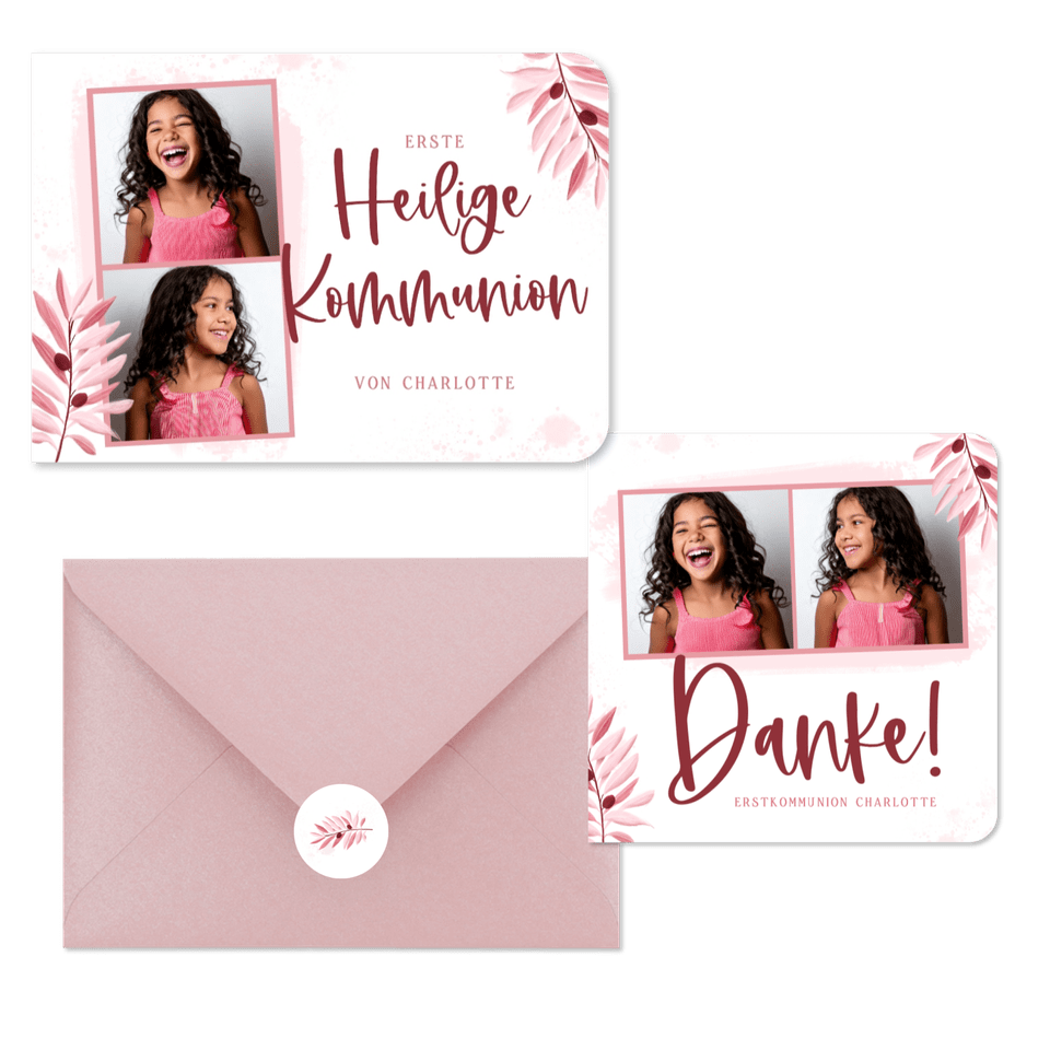 Kommunion Olivenzweige rosa T