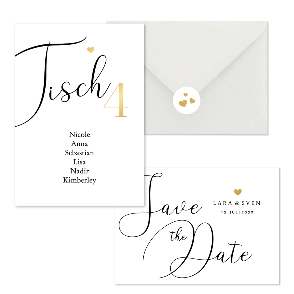 Hochzeit - Kalligrafie schwarz weiß schlicht