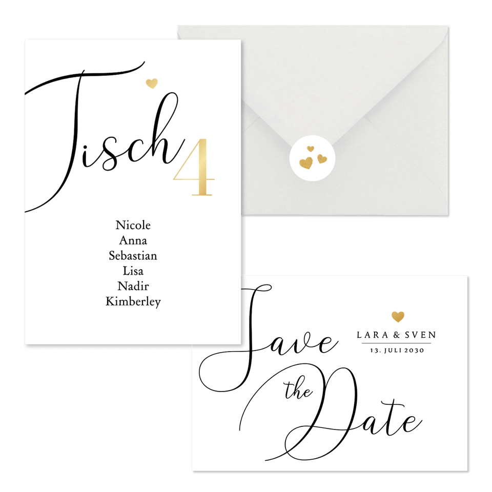 Hochzeit - Kalligrafie schwarz weiß schlicht