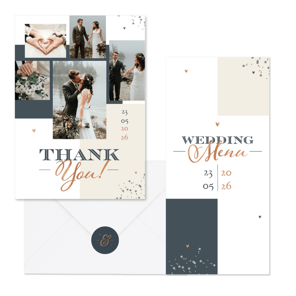 Hochzeitskartenset grafische Farbflächen