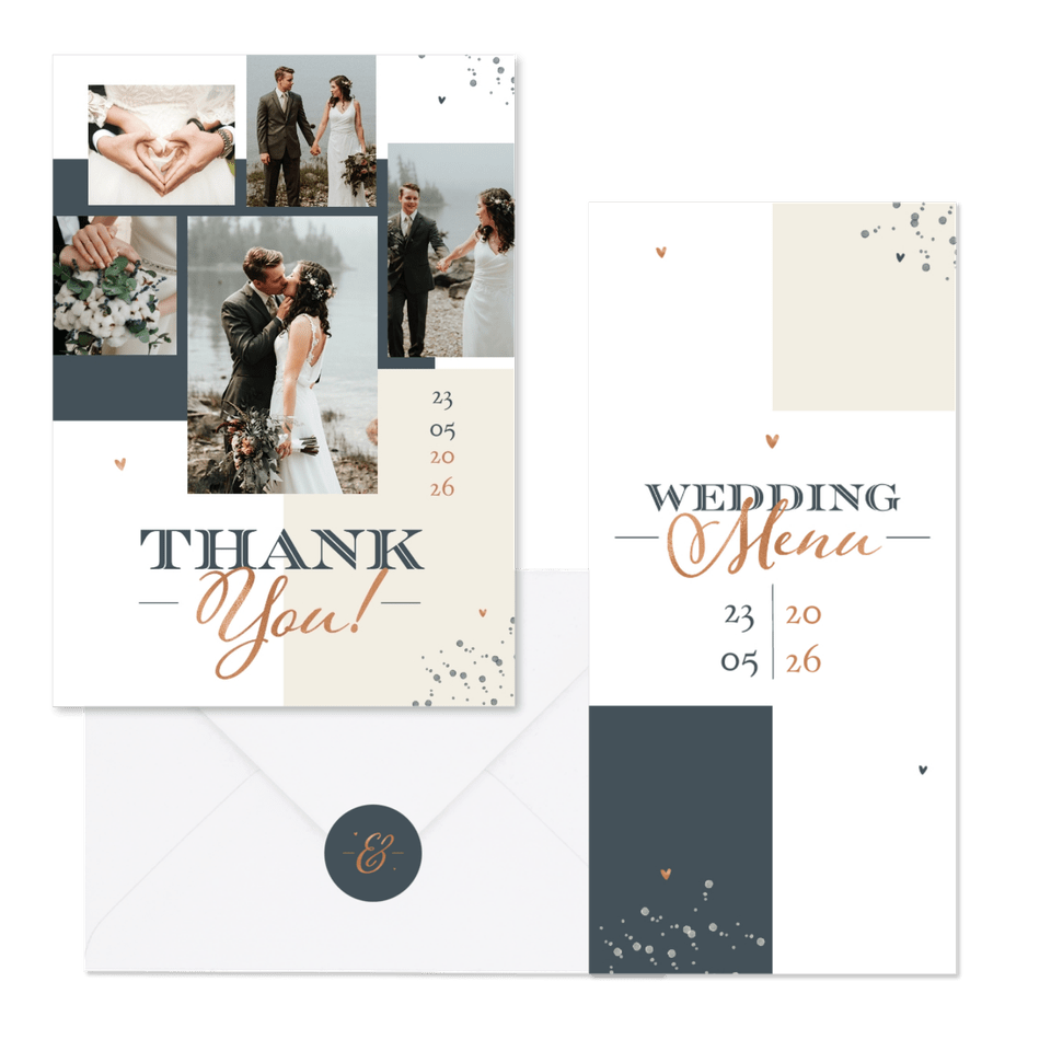 Hochzeitskartenset grafische Farbflächen