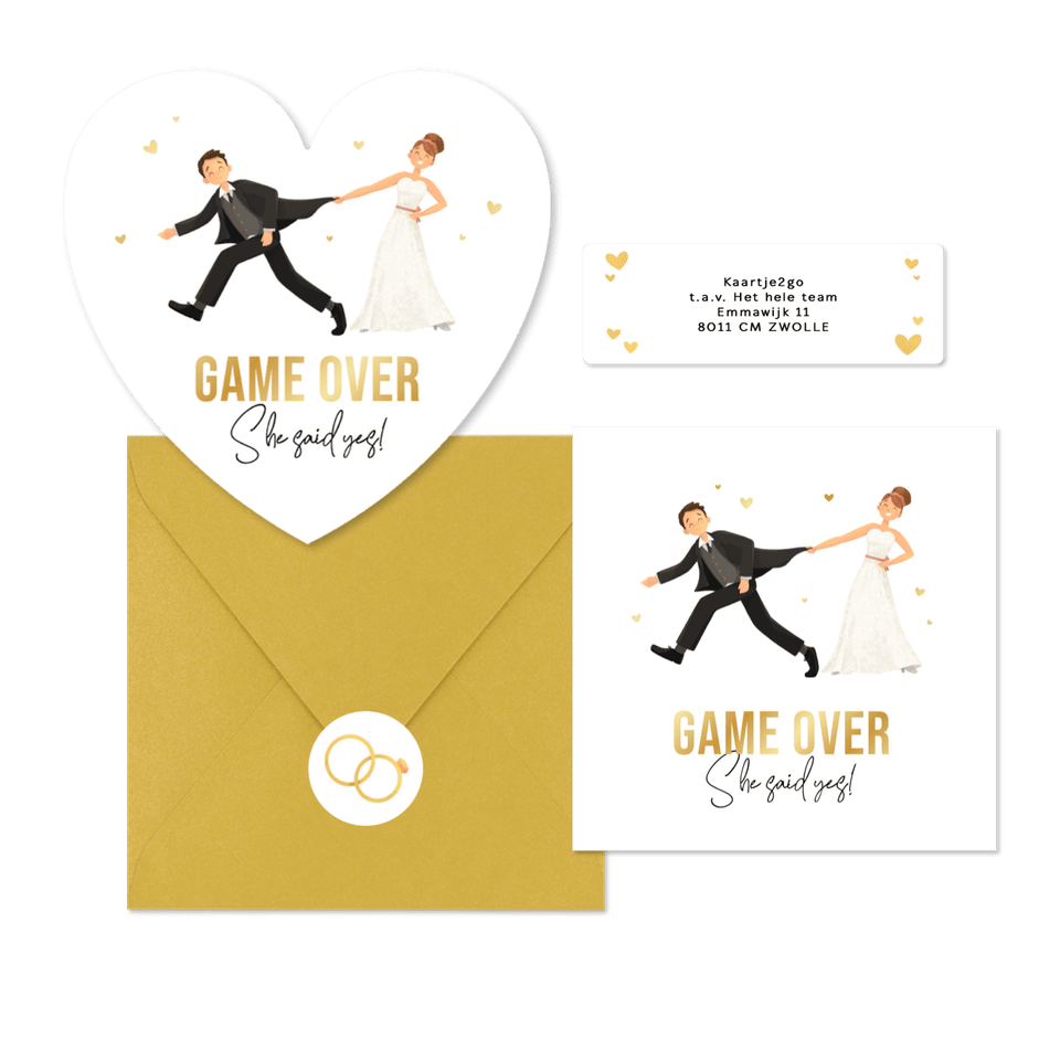 Hochzeitskartenset lustige Illustration 'Game over'