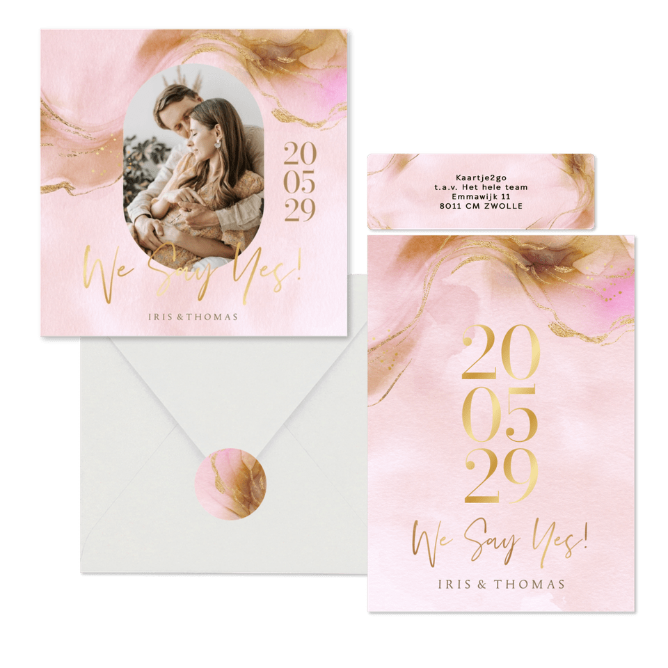 Hochzeit - Bohemian Aquarell rosegold 2