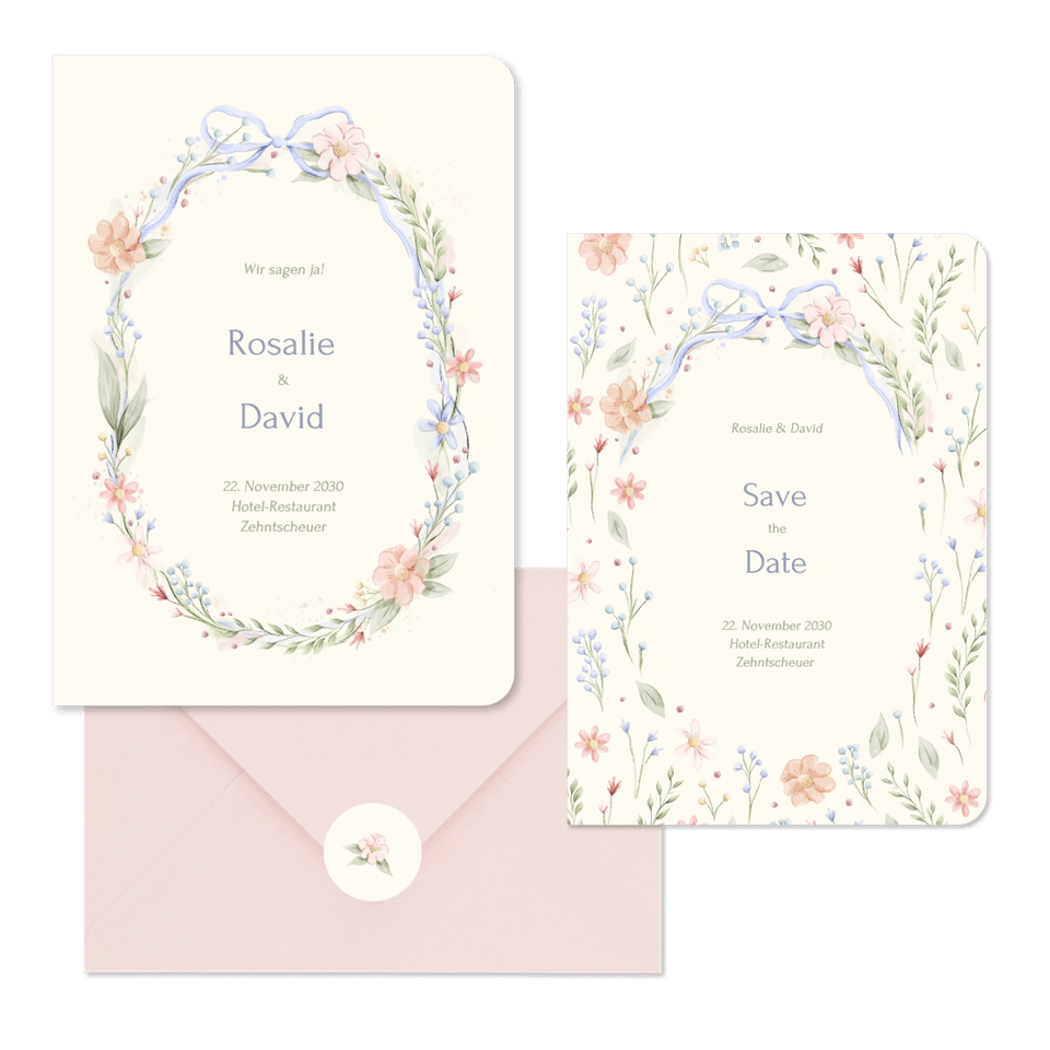 Hochzeit - Aquarell Blume Schleife Vintage M