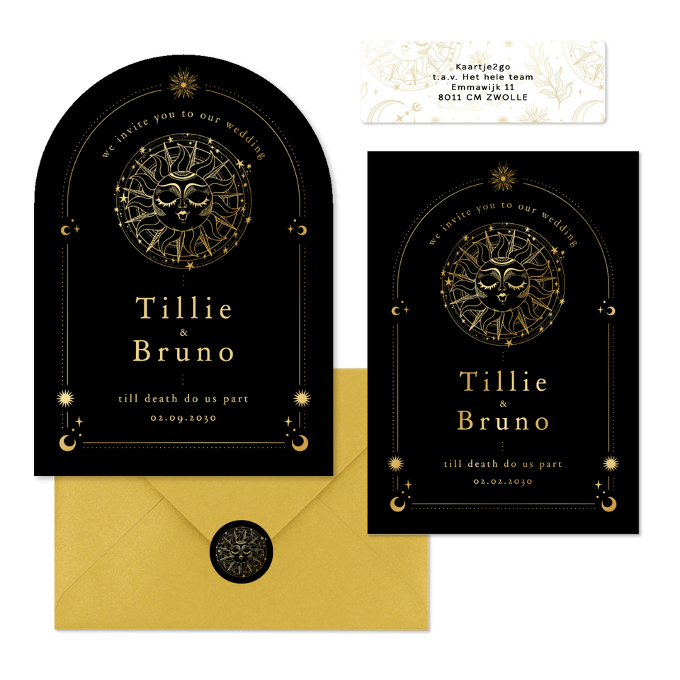 Hochzeit - Astrologie Symbole Schwarz Gold 