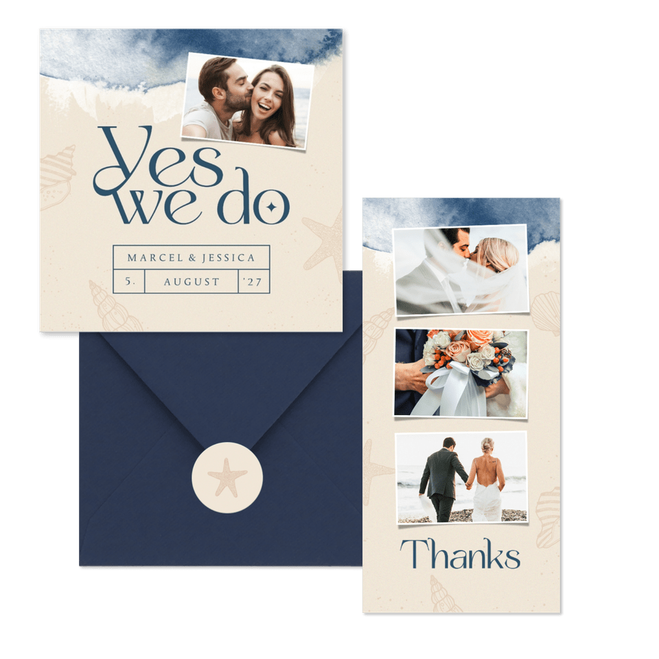 Hochzeitskartenset Brandung & Strand