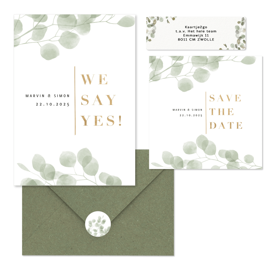 Hochzeitskartenset stilvoller Eukalyptus