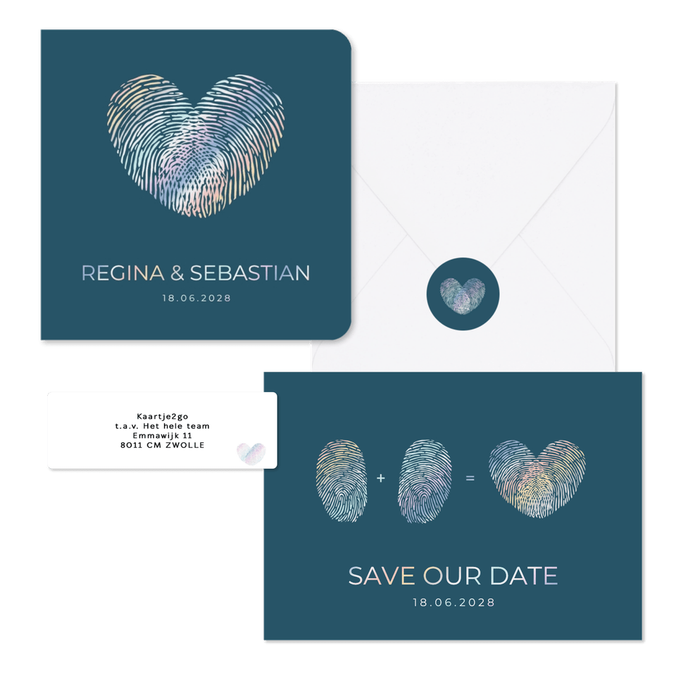 Hochzeitskartenset holografische Fingerabdrücke 