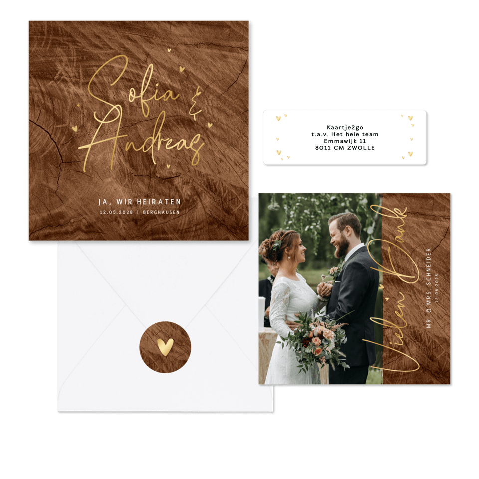 Hochzeit - Goldschrift auf Holz