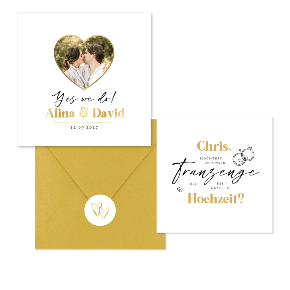 Hochzeitskartenset schlichter Schriftzug in Handschrift