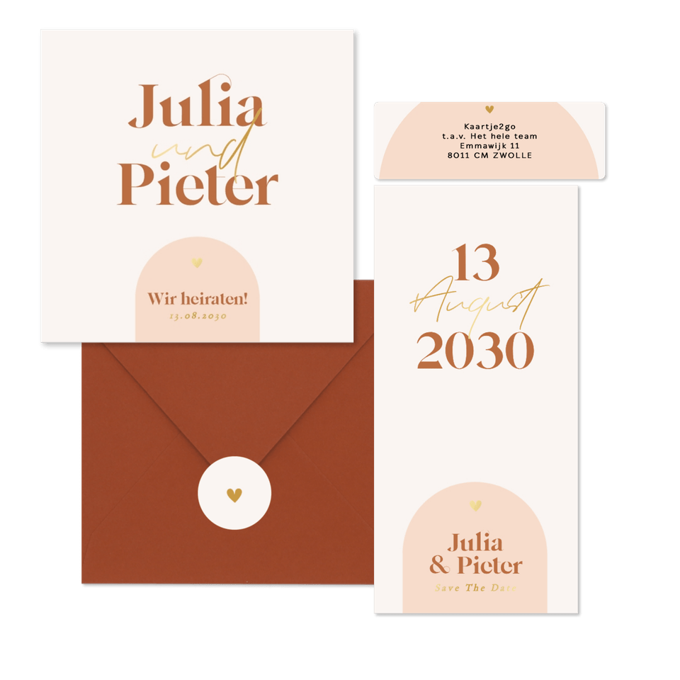 Hochzeit - Moderne Bogenformen grafisch Orange Pastell