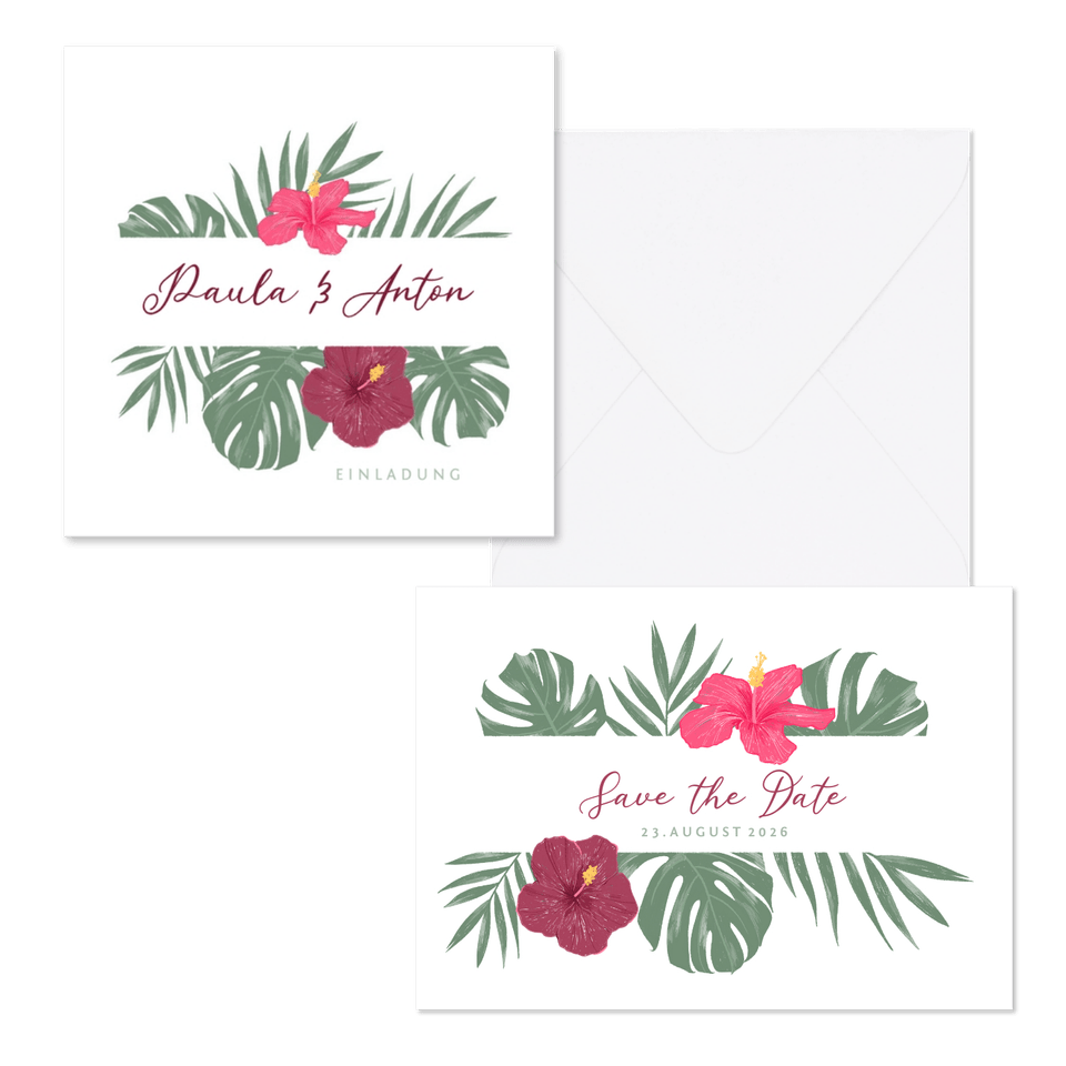 Hochzeitskartenset Papeterie mit Hibiskus