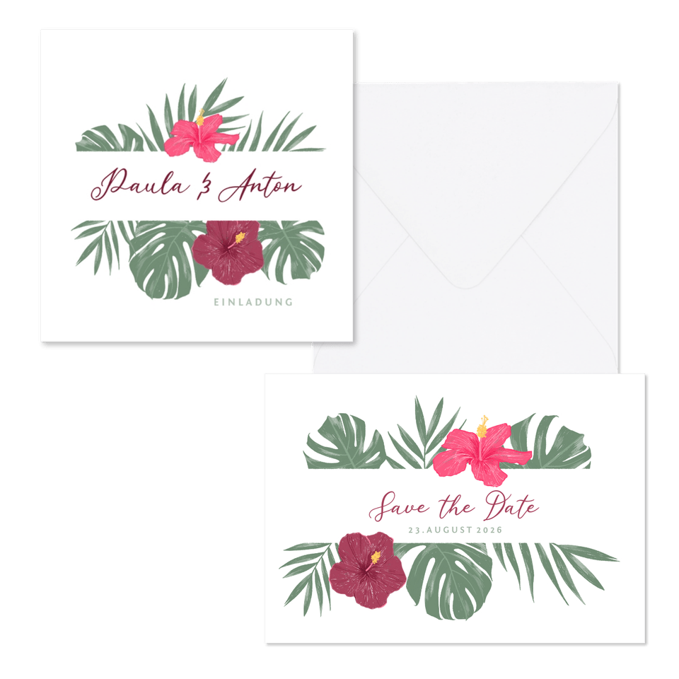 Hochzeitskartenset Papeterie mit Hibiskus