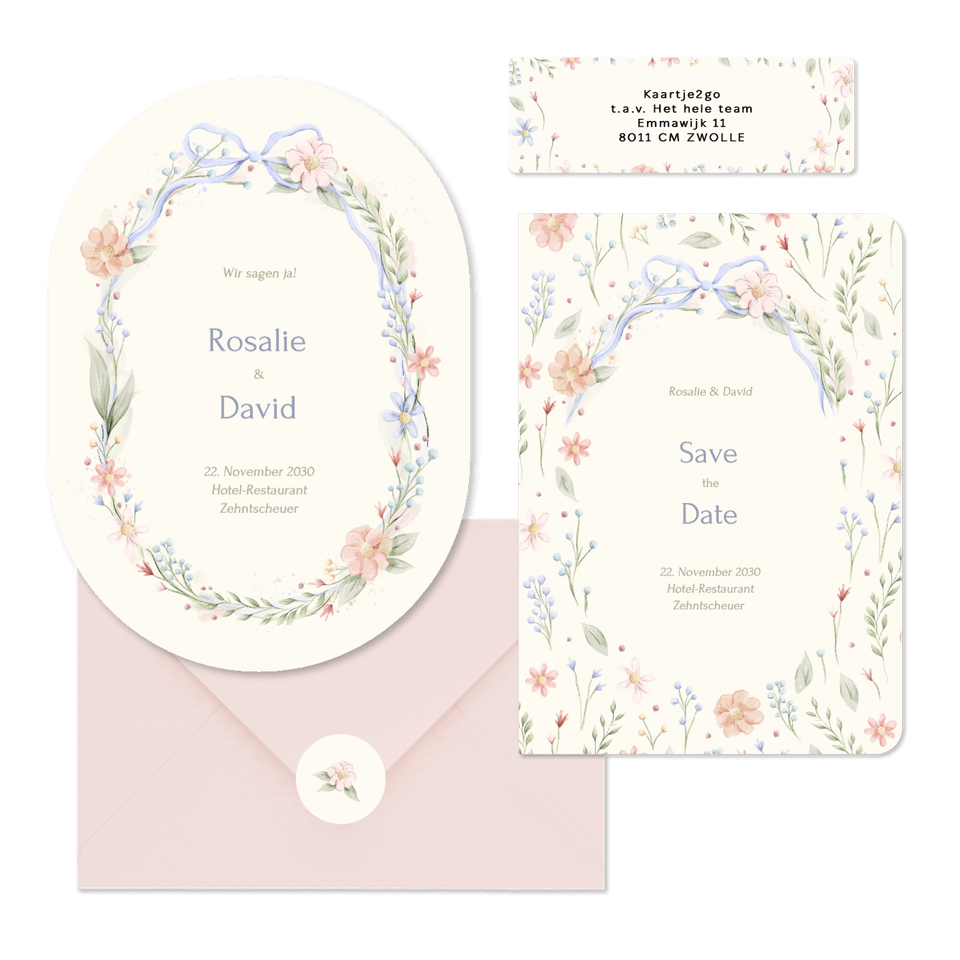 Hochzeit - Aquarell Blumenkranz mit Schleife Vintage