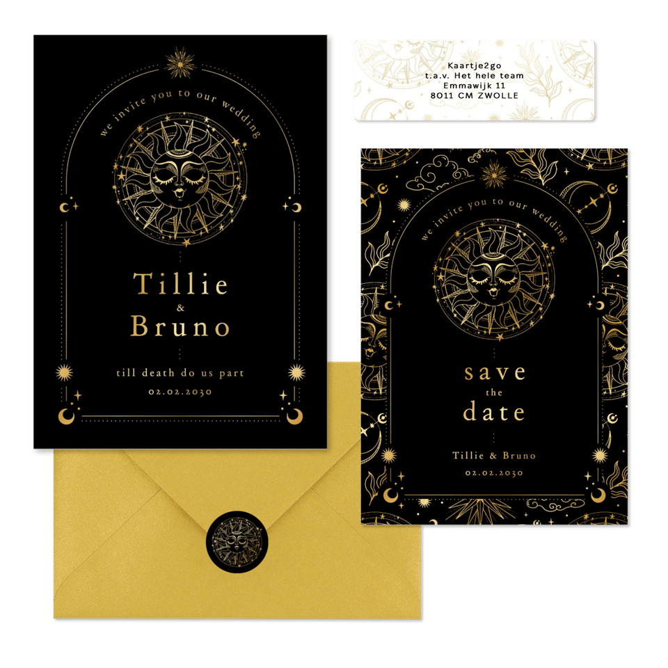 Hochzeit - Astrologie Symbole Schwarz Gold 