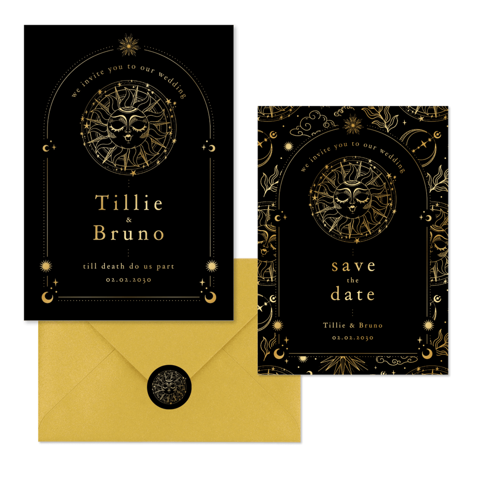 Hochzeit - Astrologie Symbole Schwarz Gold