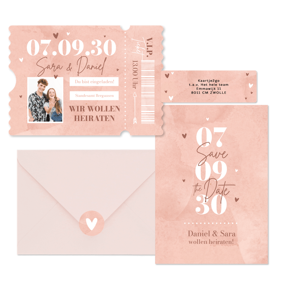 Hochzeit - Rosa Aquarell Typografie 