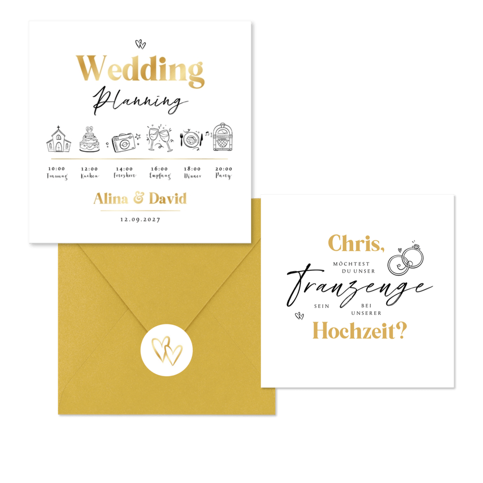 Hochzeitskartenset schlichter Schriftzug in Handschrift