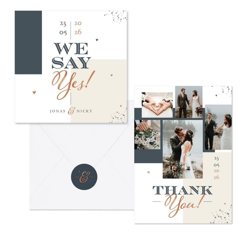 Hochzeitskartenset grafische Farbflächen