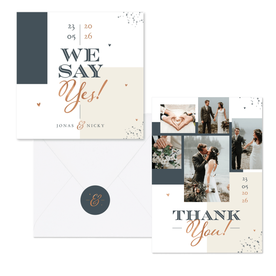 Hochzeitskartenset grafische Farbflächen