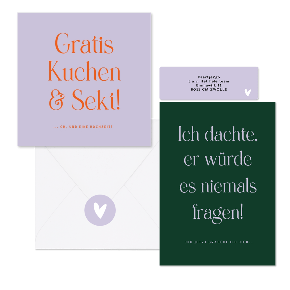 Hochzeitskartenset mit witzigen Texte