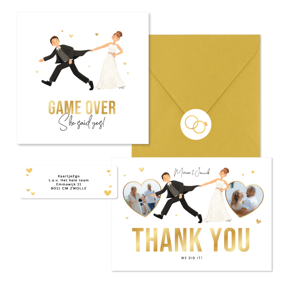 Hochzeitskartenset lustige Illustration 'Game over'