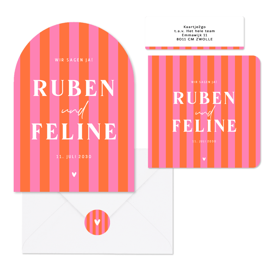 Hochzeit - Colorblocking Streifen rosa-orange