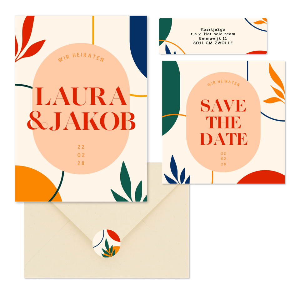 Hochzeitskartenset moderne Formen Abstrakt