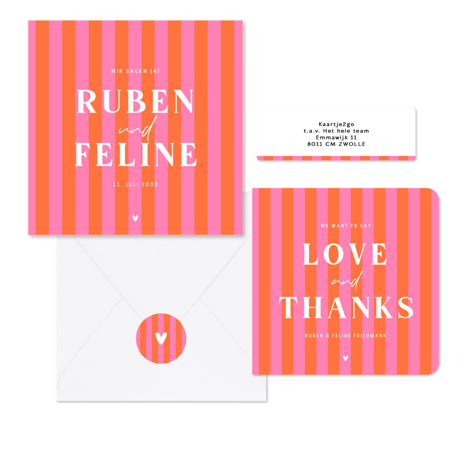 Hochzeit - Colorblocking Streifen rosa-orange