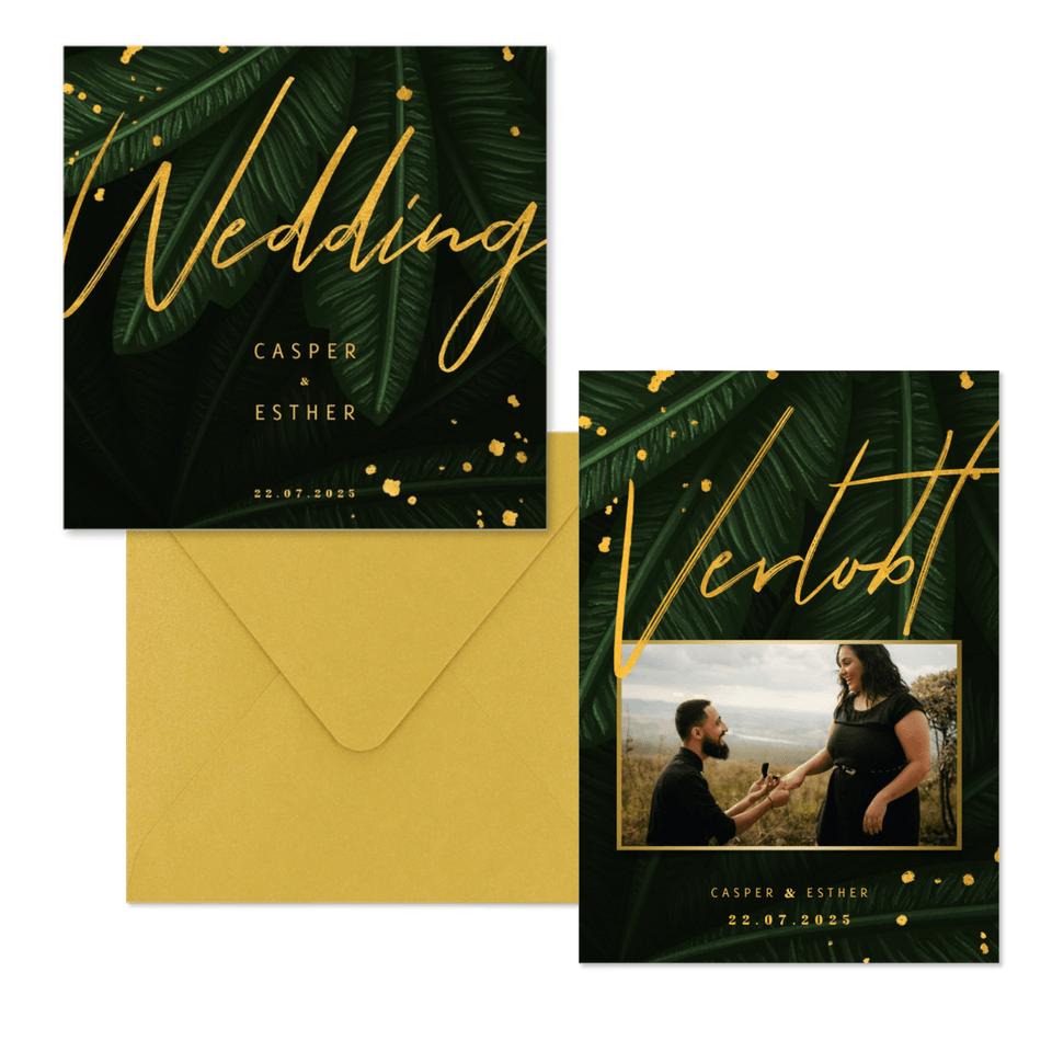 Hochzeitskartenset dunkelgrüner Dschungel