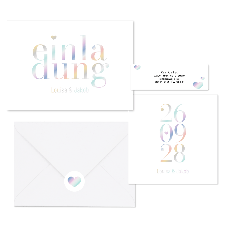 Hochzeitskarten holografische Typographie