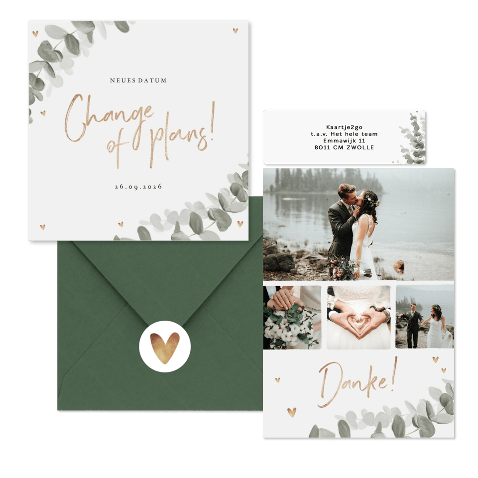 Hochzeitskartenset elegantes Aquarell mit Eukalyptus