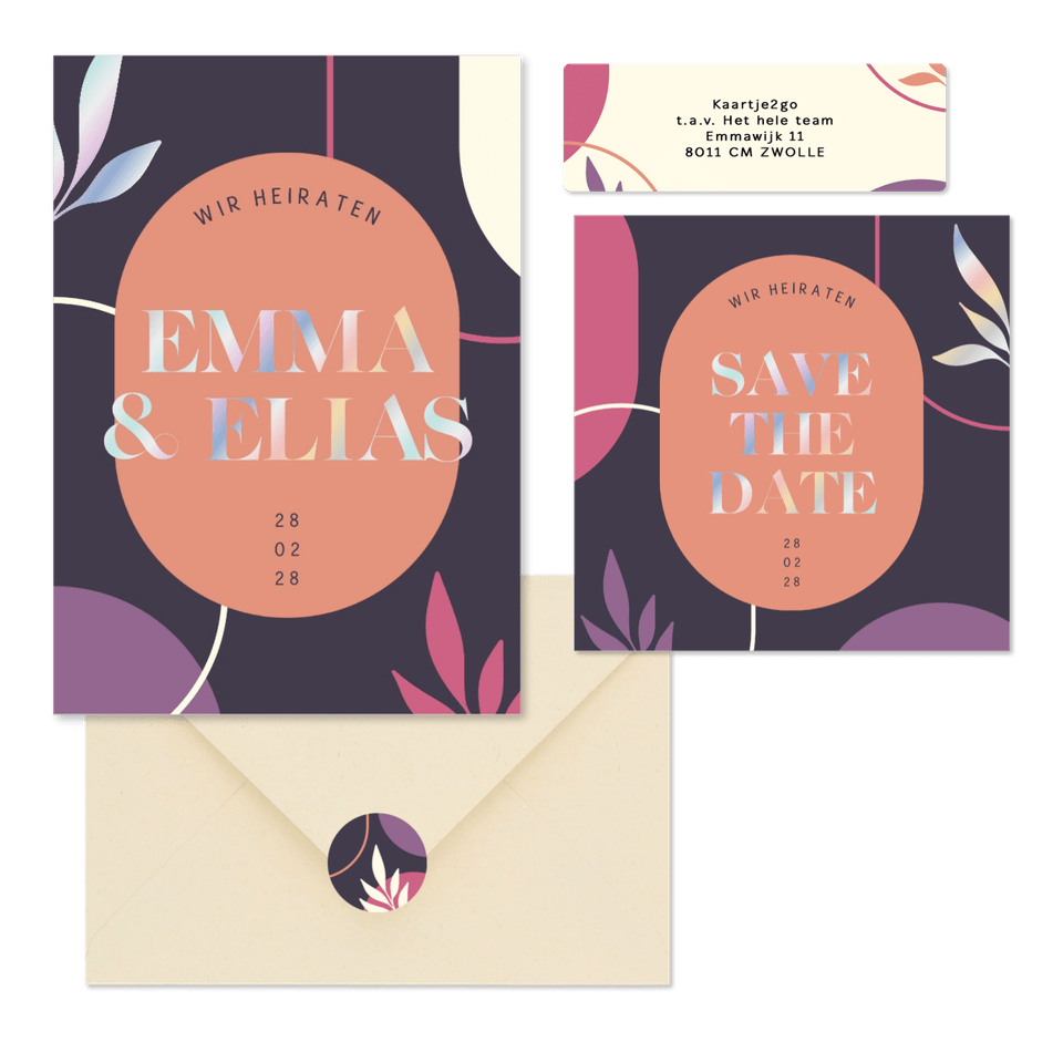 Hochzeitskartenset Abstrakt Holografischer Text