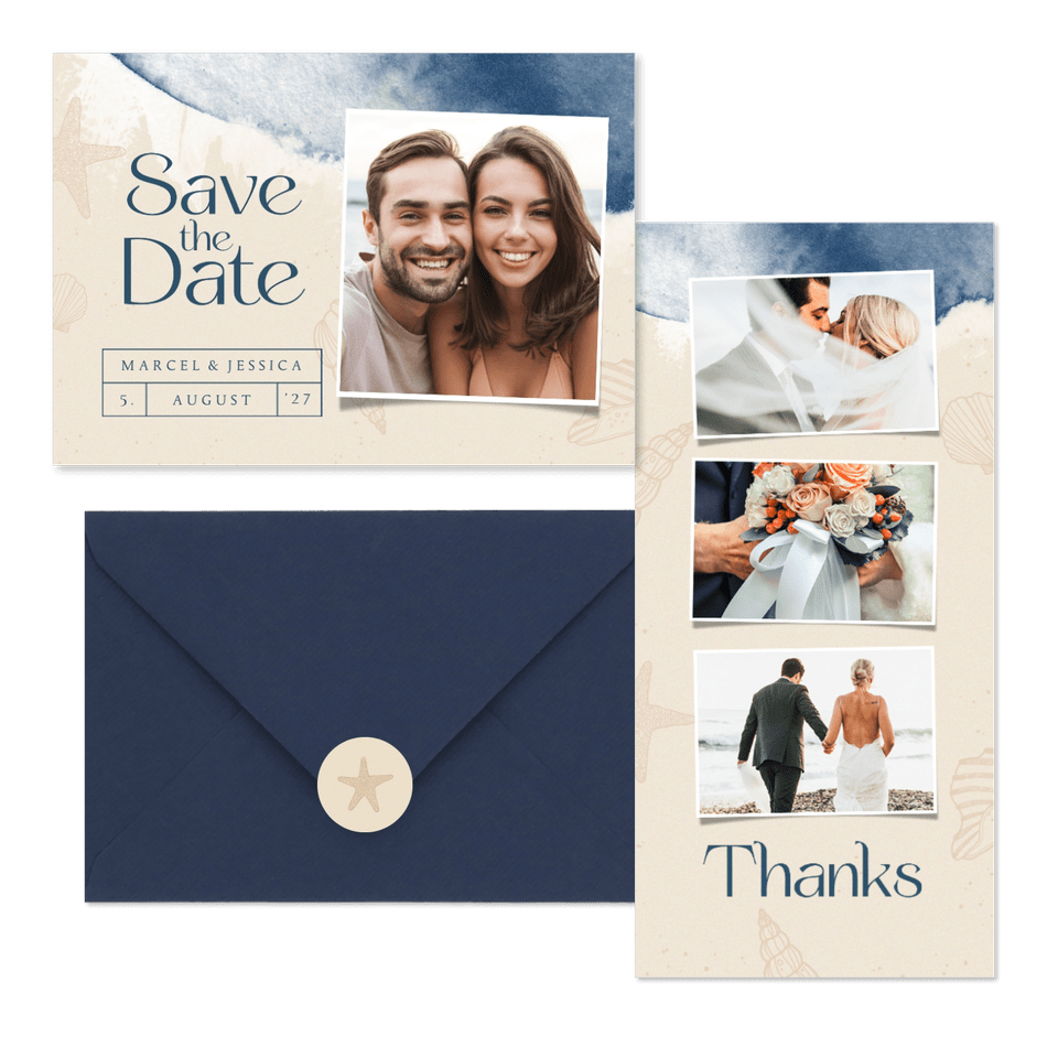 Hochzeitskartenset Brandung & Strand