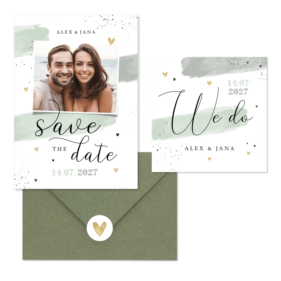 Hochzeitskartenset Aquarell & Typografie