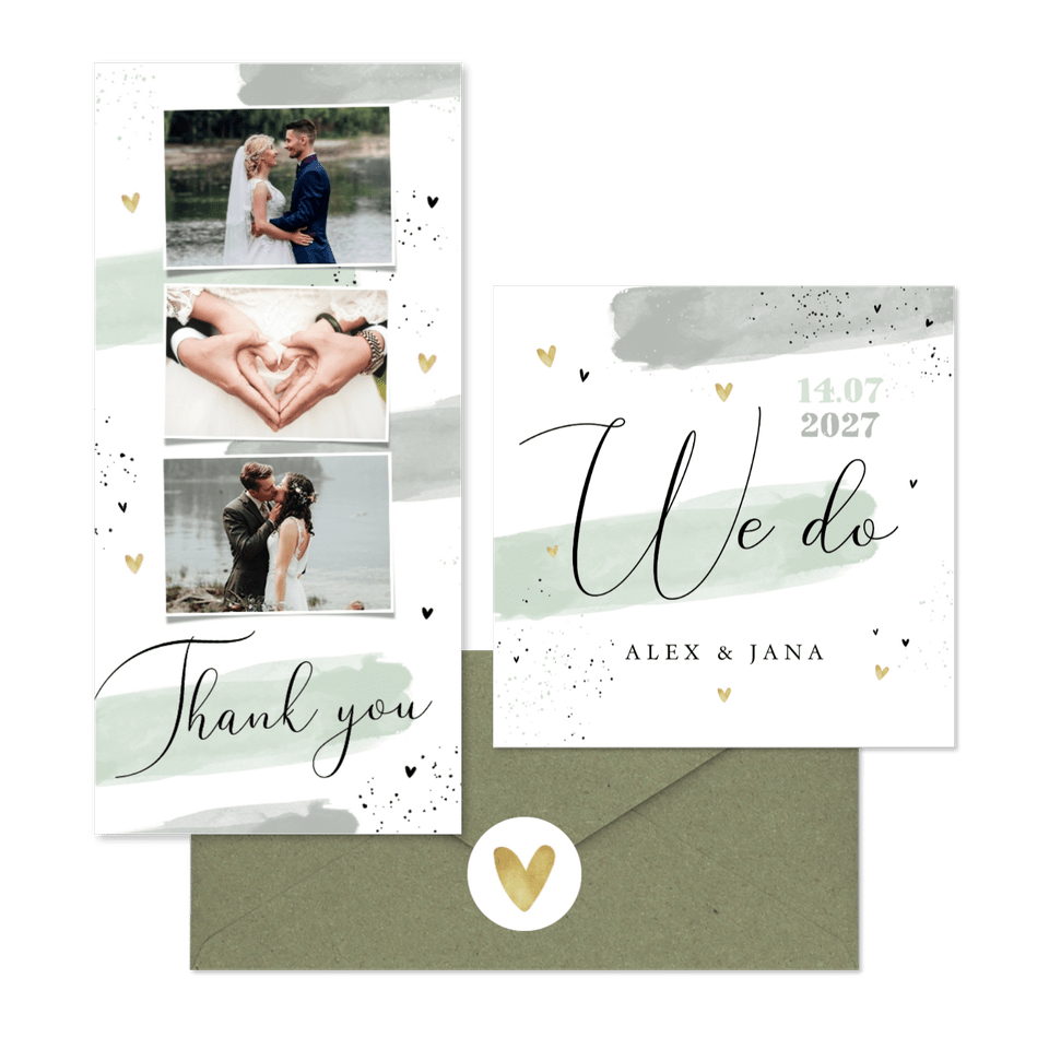 Hochzeitskartenset Aquarell & Typografie