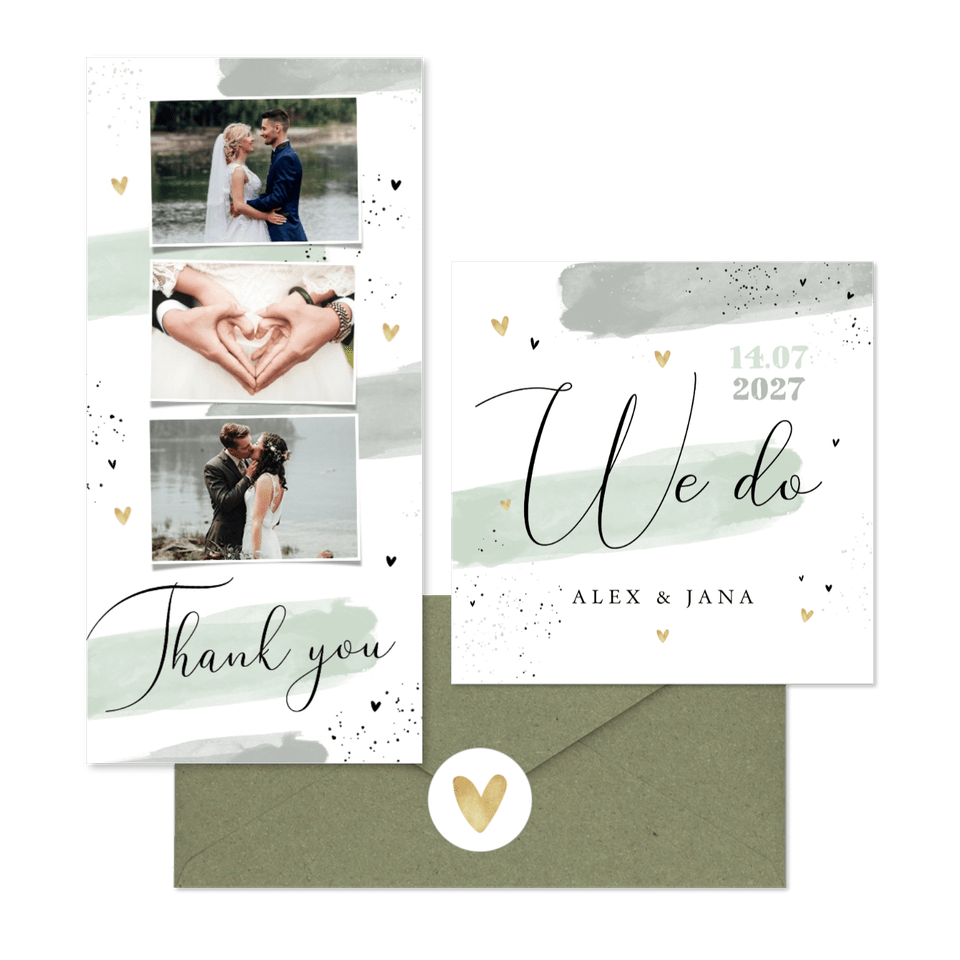 Hochzeitskartenset Aquarell & Typografie