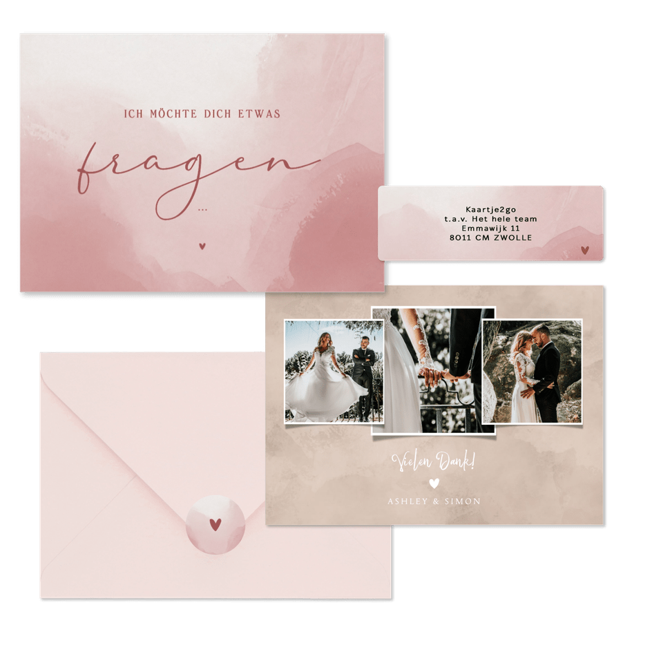 Hochzeitskartenset Altrosa Auqarell