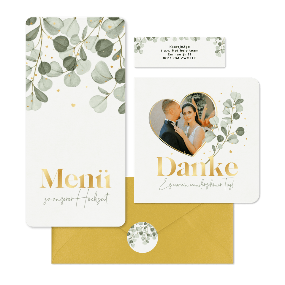 Hochzeit - Eukalyptus & Goldschrift