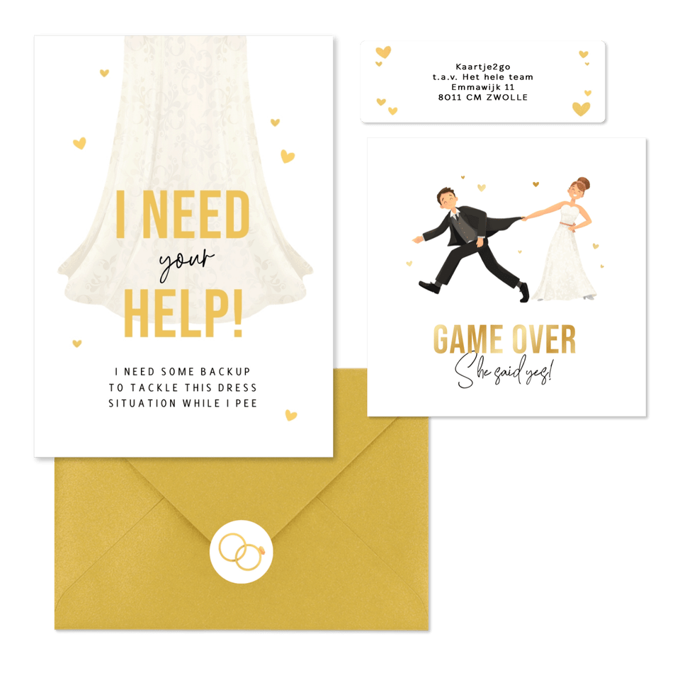 Hochzeitskartenset lustige Illustration 'Game over'