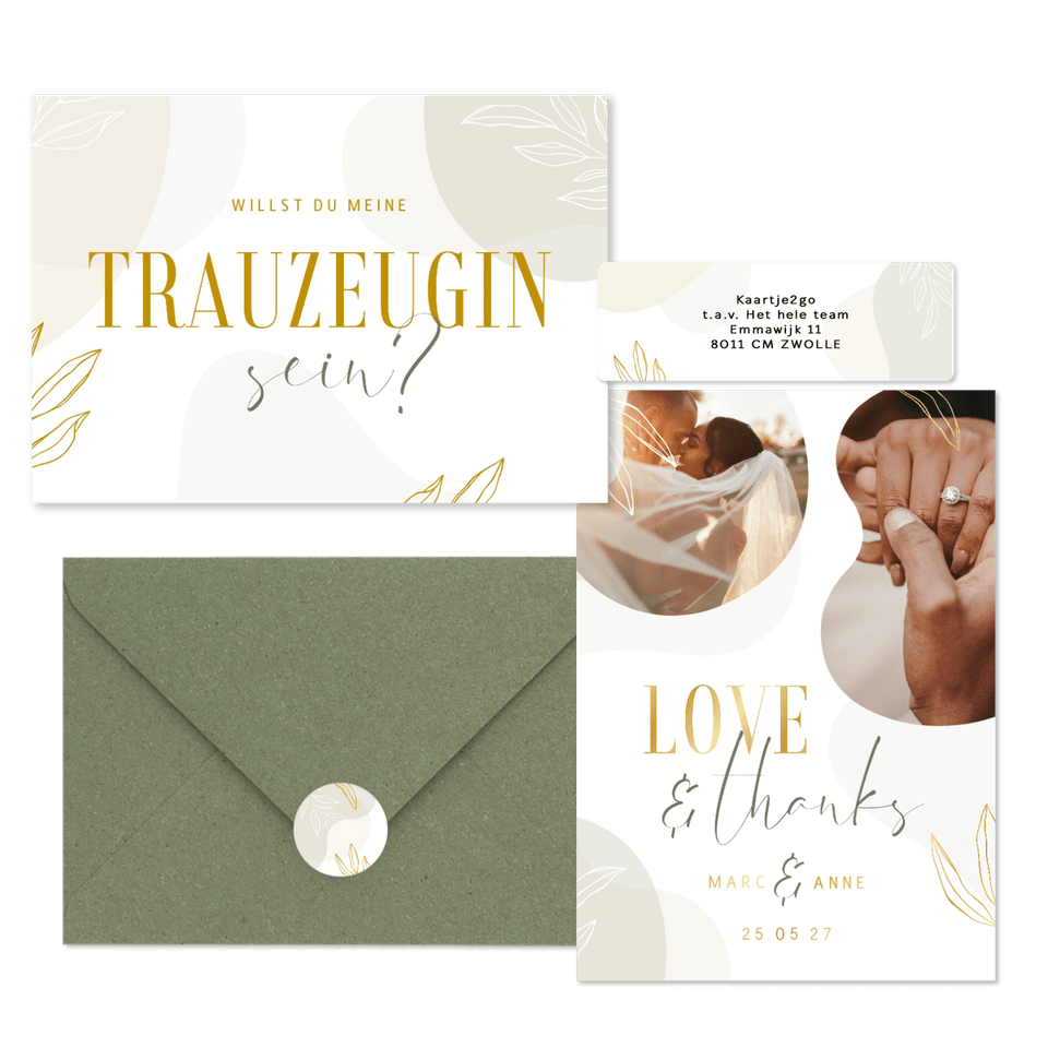 Hochzeitskartenset Boho Formen und Zweige