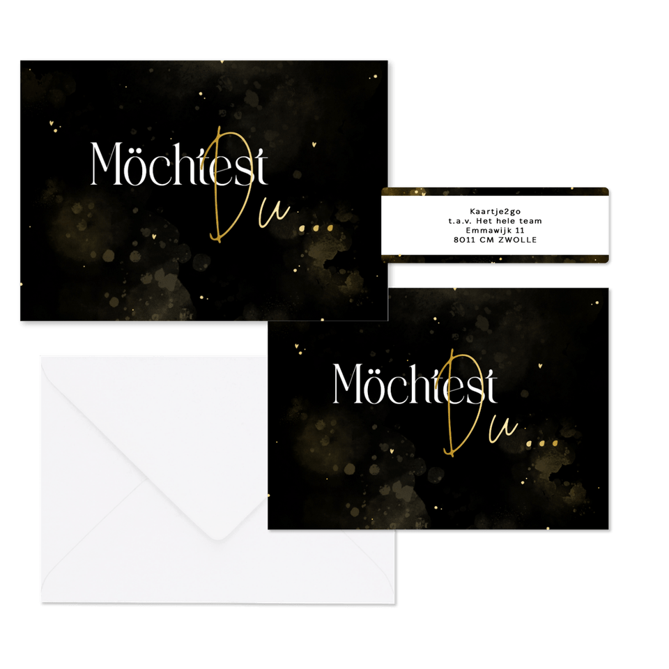 Hochzeitskartenset elegantes Schwarz mit Gold