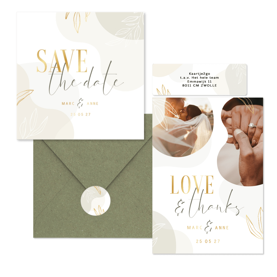 Hochzeitskartenset Boho Formen und Zweige