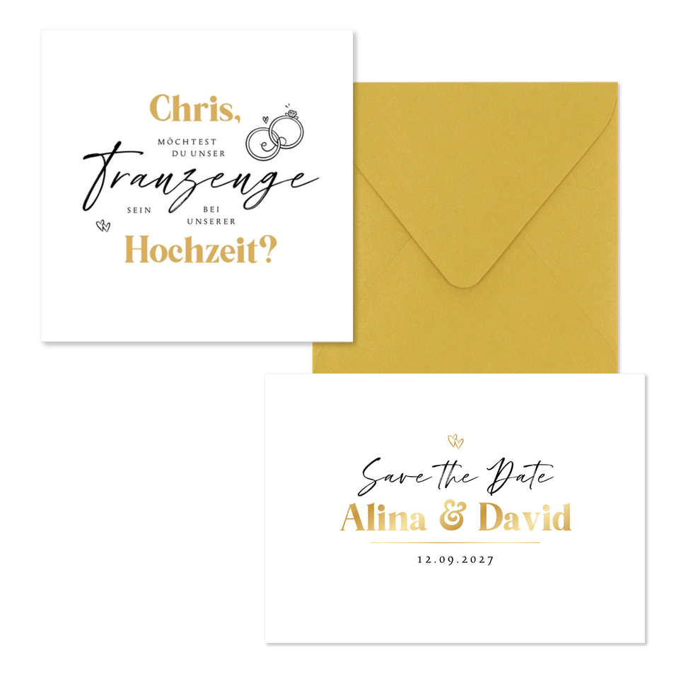 Hochzeitskartenset schlichter Schriftzug in Handschrift