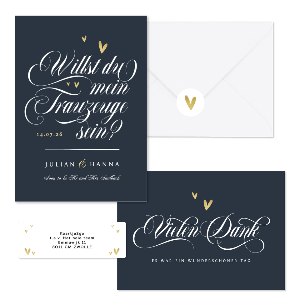 Hochzeitskartenset klassische Schreibschrift