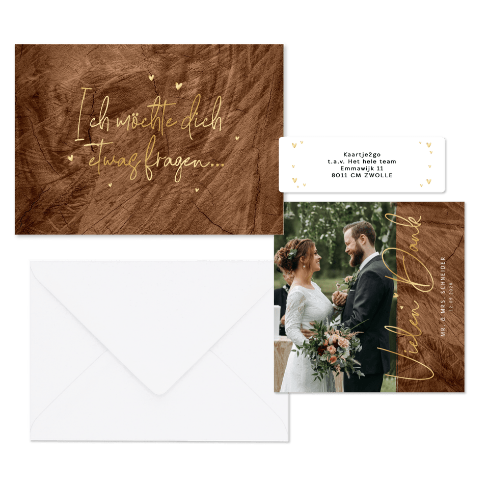 Hochzeit - Goldschrift auf Holz