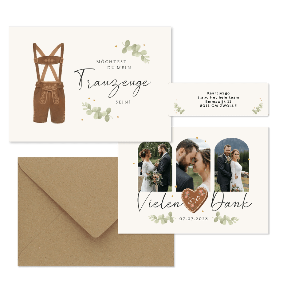 Hochzeitskartenset Dirndl & Lederhose