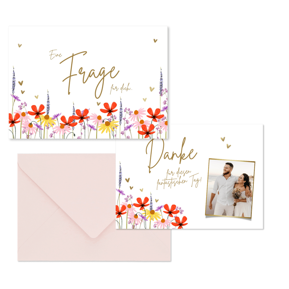 Hochzeitskartenset bunte Blumenwiese